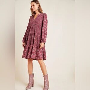 Anthropologie Maeve Amber Tiered Tunic , sz : small Pit